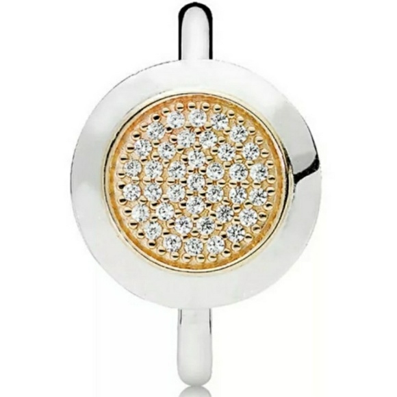 Two tone sterling silver pave ring. - Picture 2 of 8